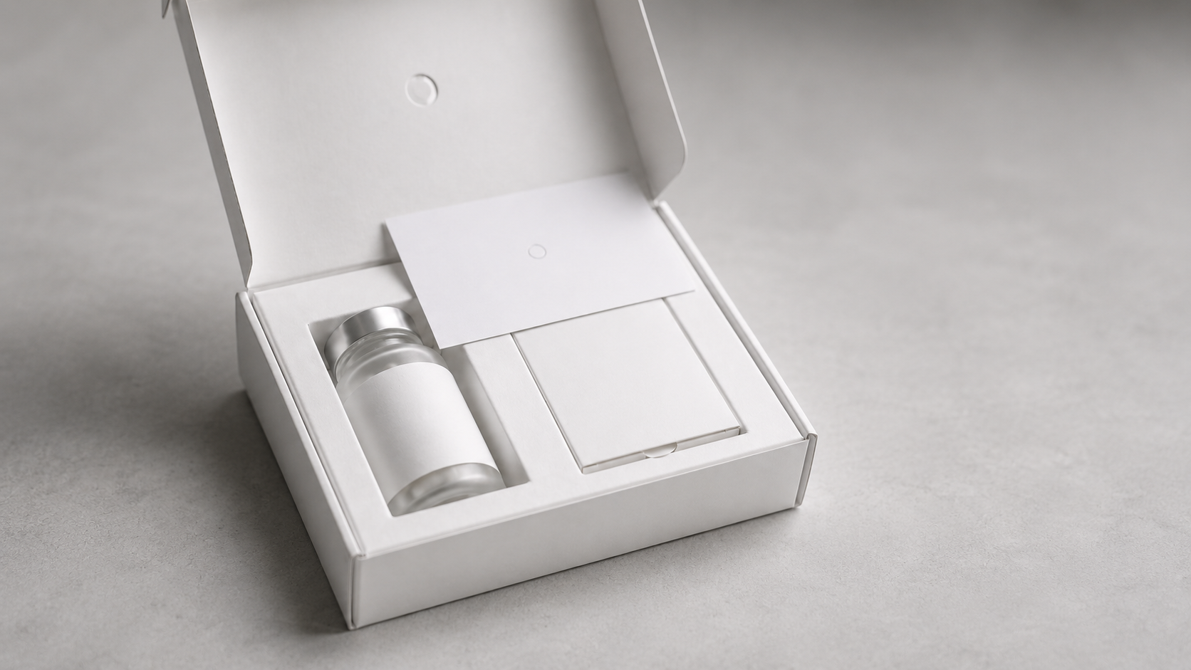 The Libra monthly box with a frosted glass supplement bottle
